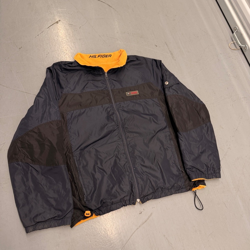 Tommy Hilfiger Athletics Colorblock Track Jacket Orange Fleece Collar Zip Up XXL - Picture 3 of 12